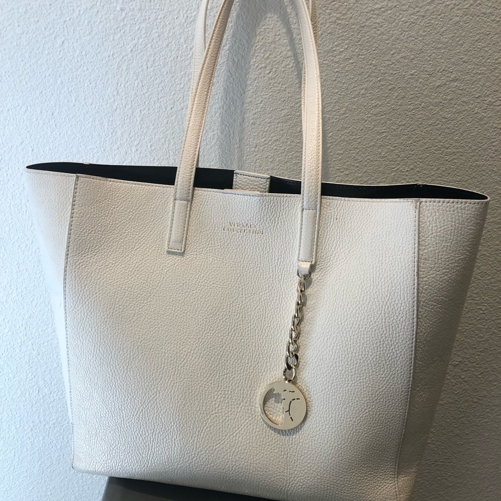 Versace Collection white tote bag.